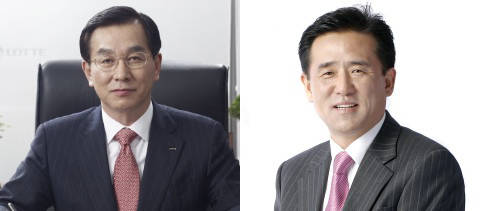 (좌측부터) 김용수 롯데제과 대표, 이경재 오리온 대표